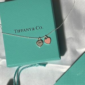 Tiffany & Co pink double heart tag necklace (mini)